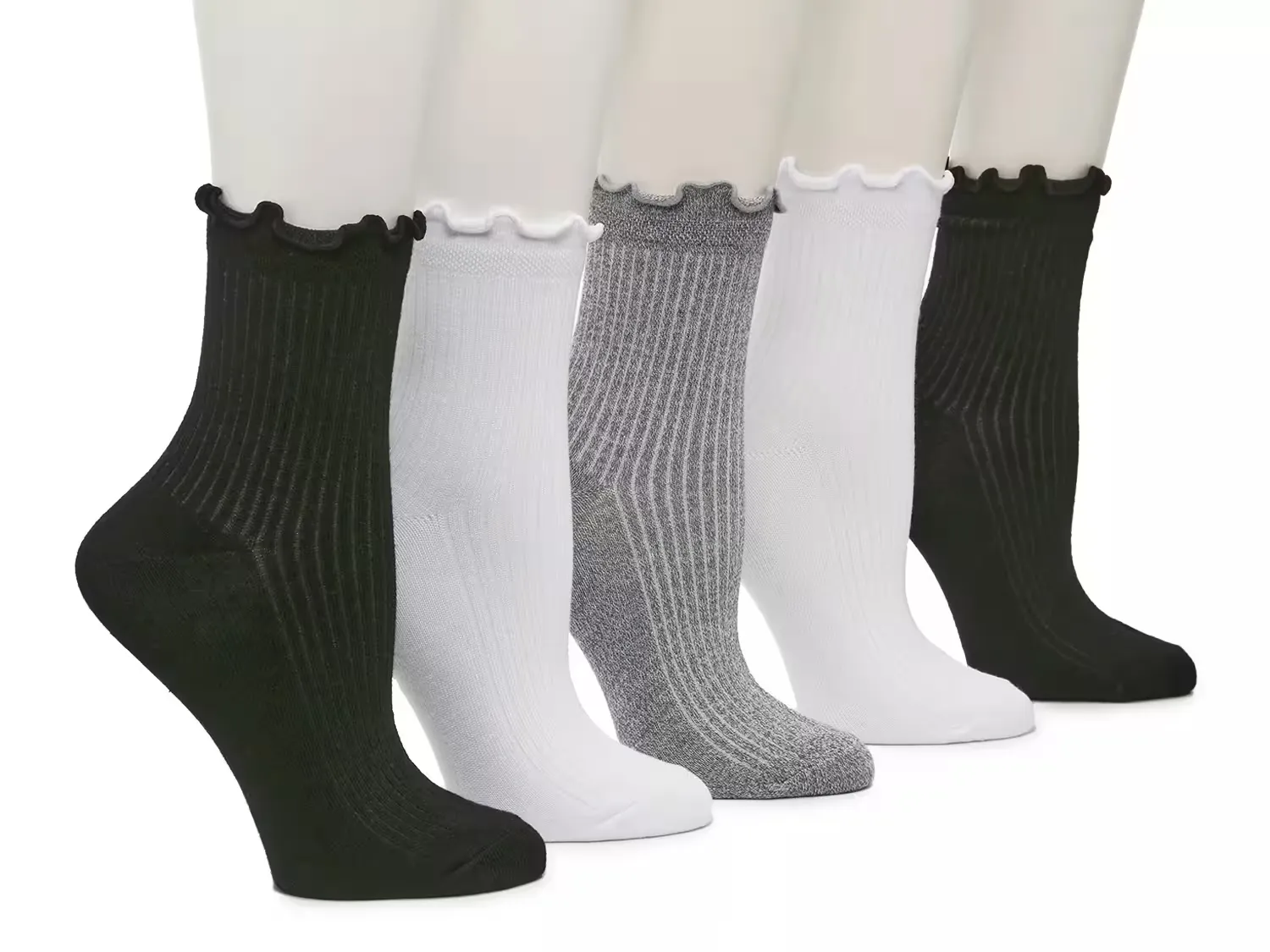 Crown Vintage Lettuce Edge Ankle Socks - 5 Pack