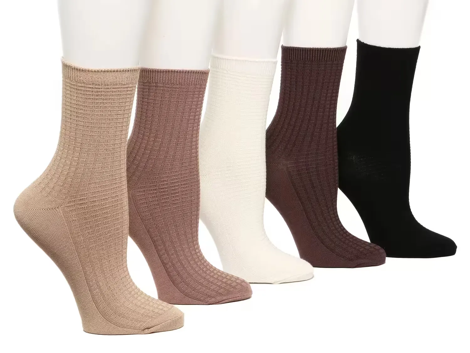 Crown Vintage Neutrals Waffle Women's Crew Socks - 5 Pack